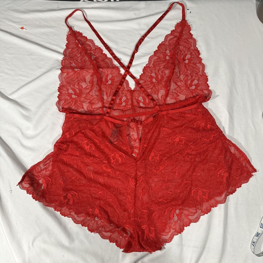 NEW ANN SUMMERS‎ [ Large 12-14 ] After Dark Lace Teddy In Red #6382 - Picture 7 of 11